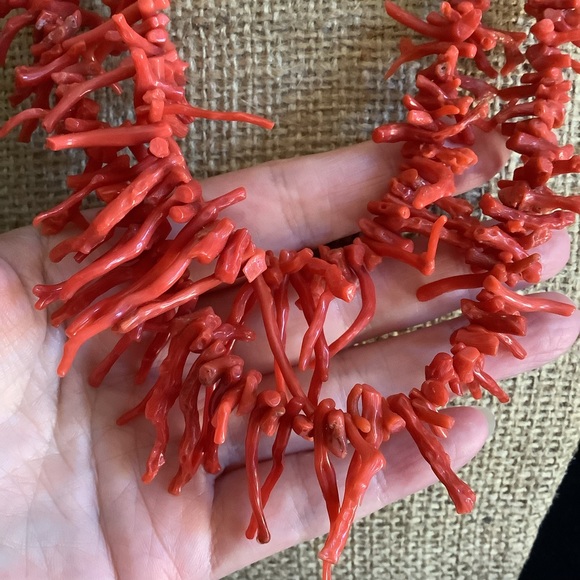 Vintage Italien Natural red branch double strand necklace.